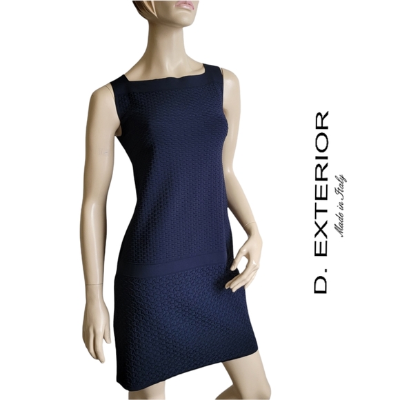 D. Exterior Textured Square Neck Dress - Picture 1 of 11